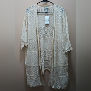 CATHERINES NEW NWT GOLD METALLIC SHIMMER OPEN DUSTER CARDIGAN SZ 3X 26W 28W